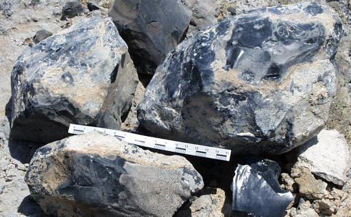 Occurrences of obsidian, raw and worked cores, tools, blades, Neolithic debris. 